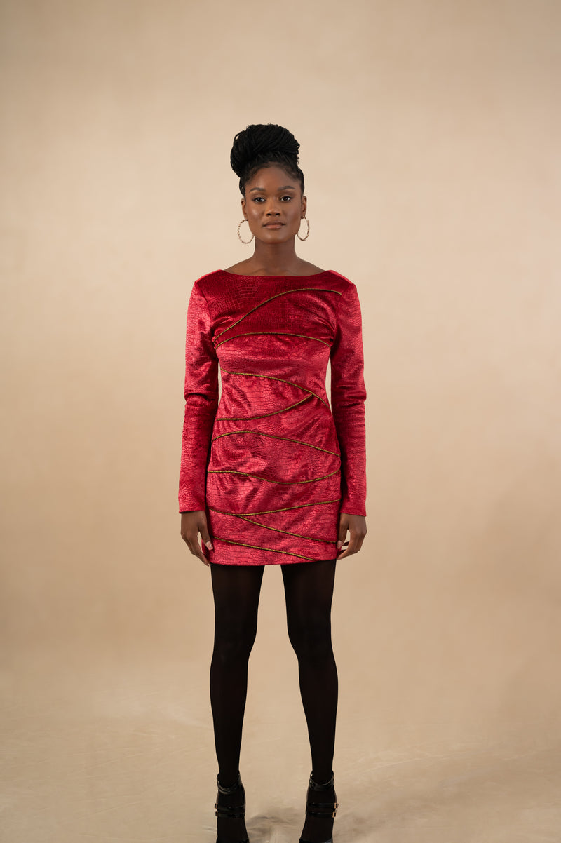Crimson Velvet Mini Dress (Pre-order only)