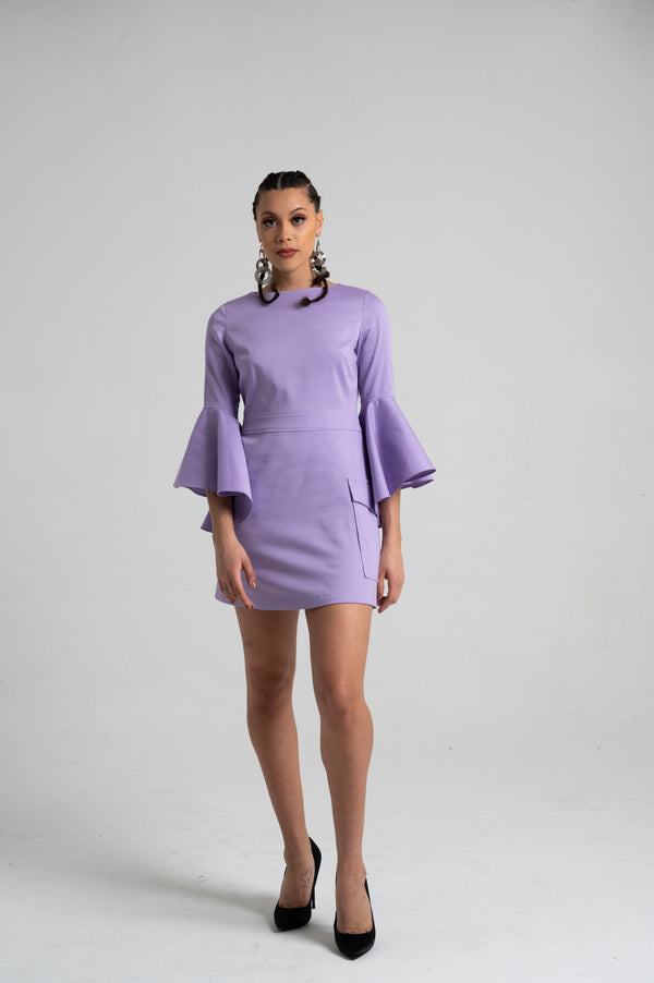 Tenneh Flowy-Sleeve Pocketed-Skirt Dress