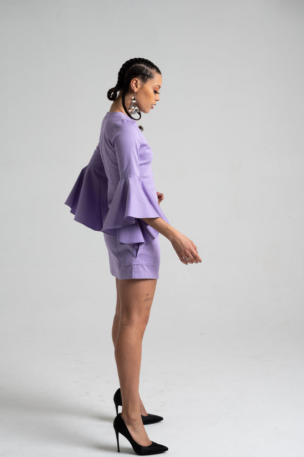 Tenneh Flowy-Sleeve Pocketed-Skirt Dress